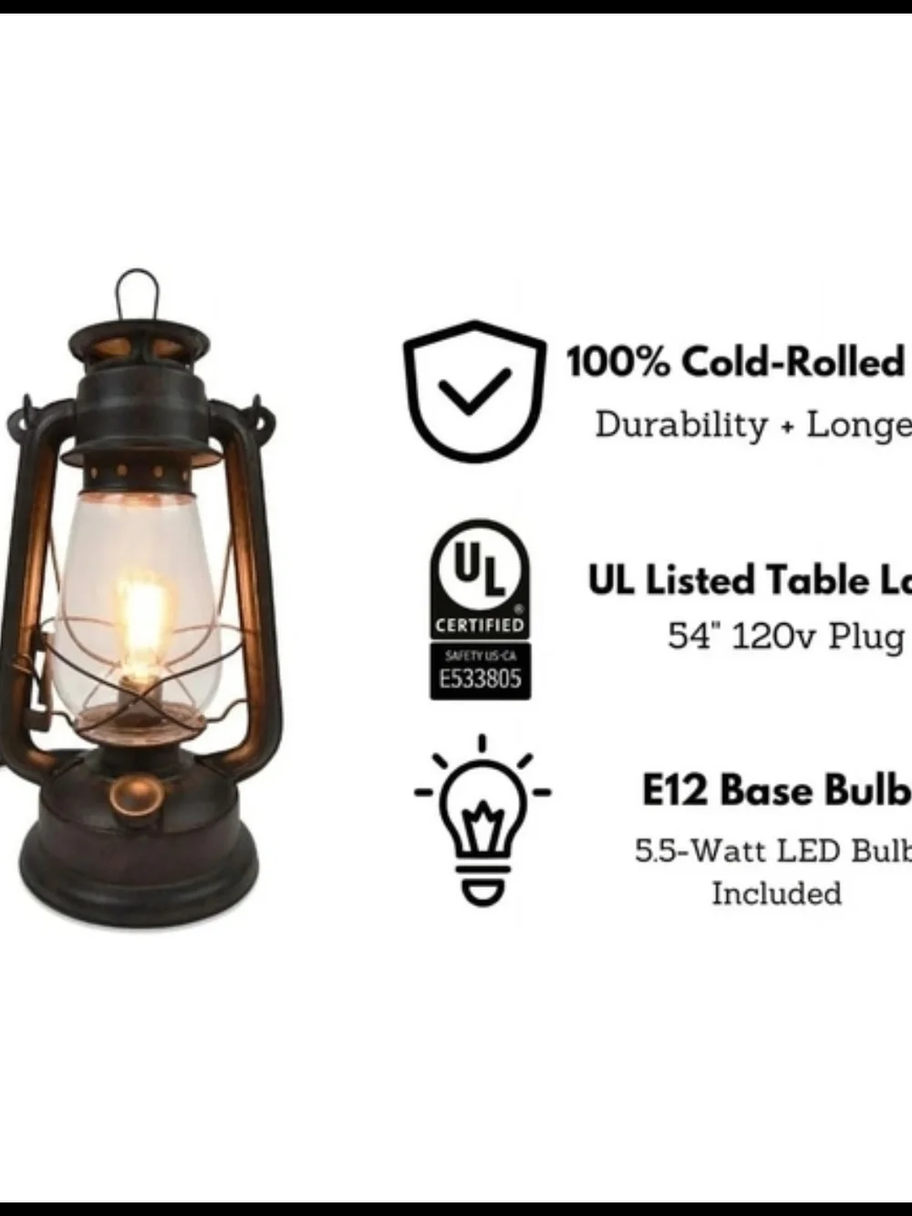 Muskoka Vintage-Style Copper Brown Lantern Table Lamp - Home Accents